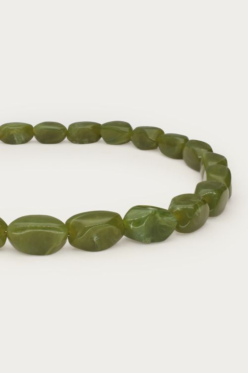 Groene statement ketting met ovalen kralen