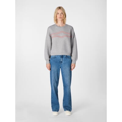 Damen-Sweatshirt mit Stickerei, Hellgrau