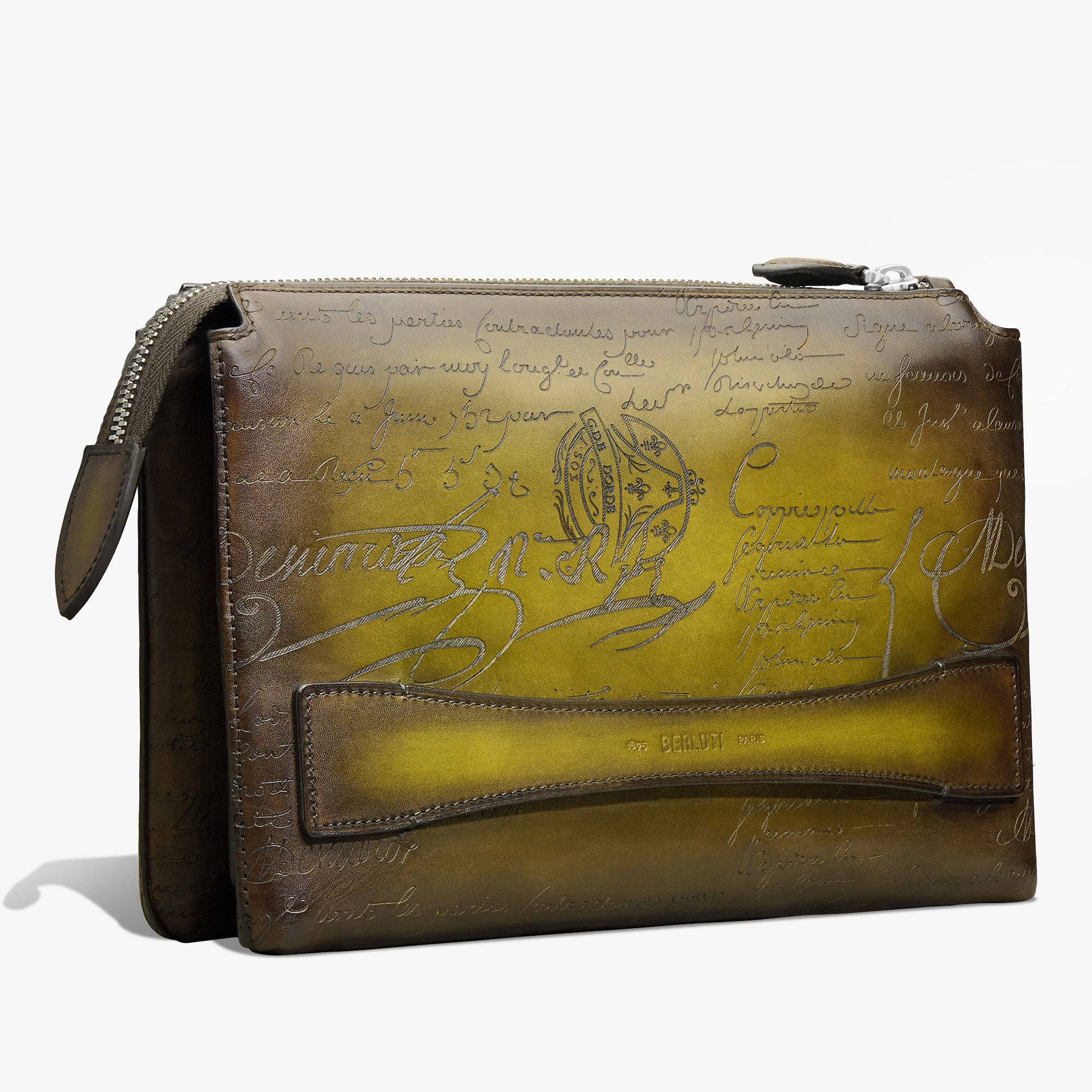 Pochette Zippee Tersio En Cuir Scritto