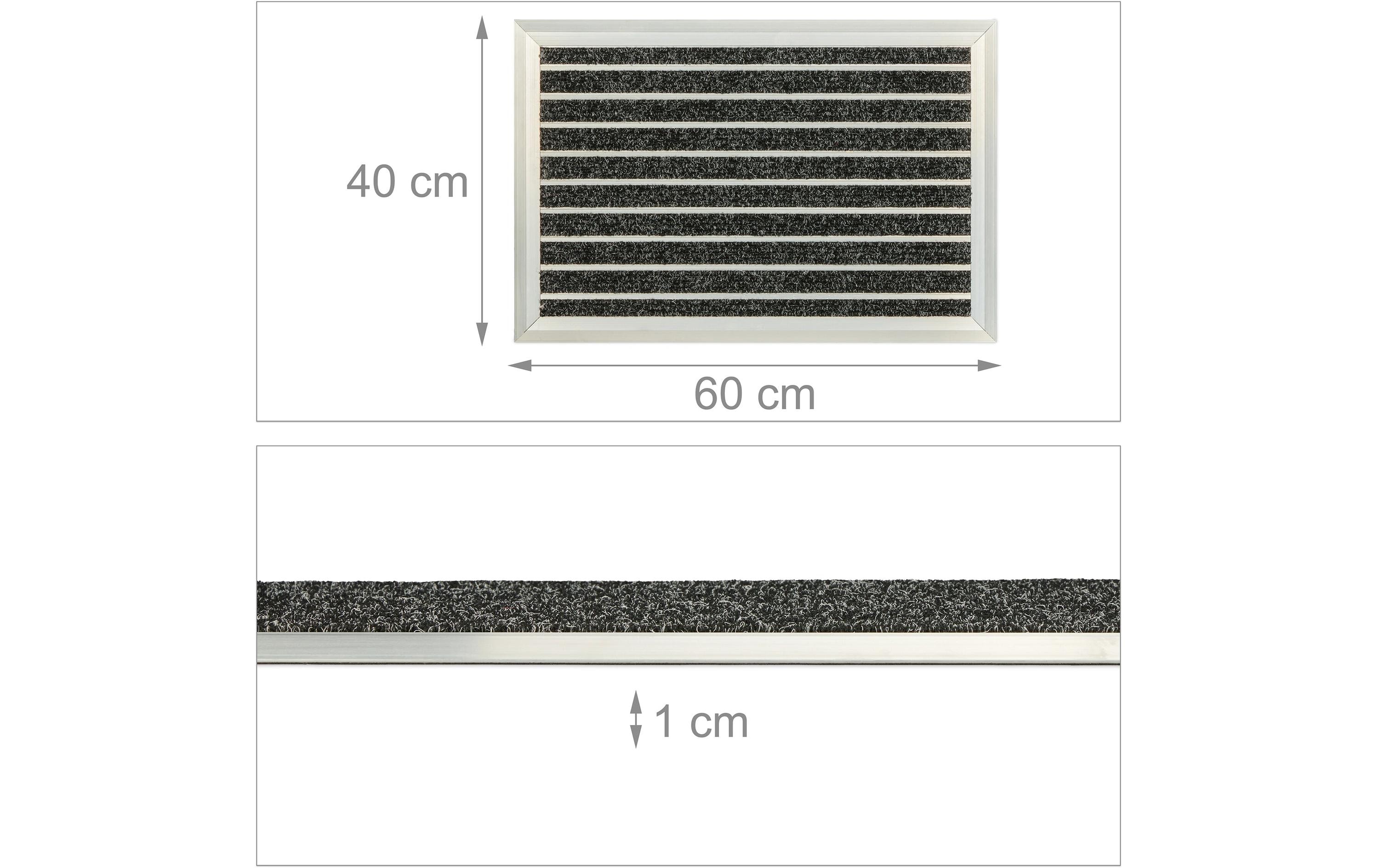 Fussmatte Aluminium 40 cm x 60 cm, Schwarz/SilberTürmatte