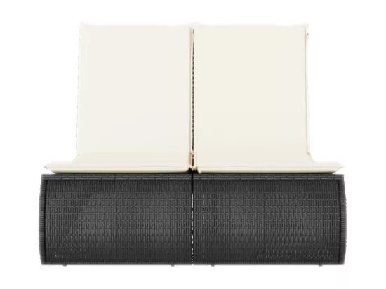 Chaise longue double avec coussins noir résine tressée