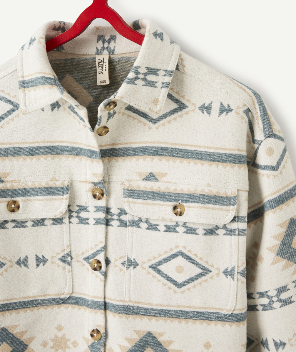 LA VESTE ÉCRUE EN COTON À MOTIFS ET AVEC POCHES