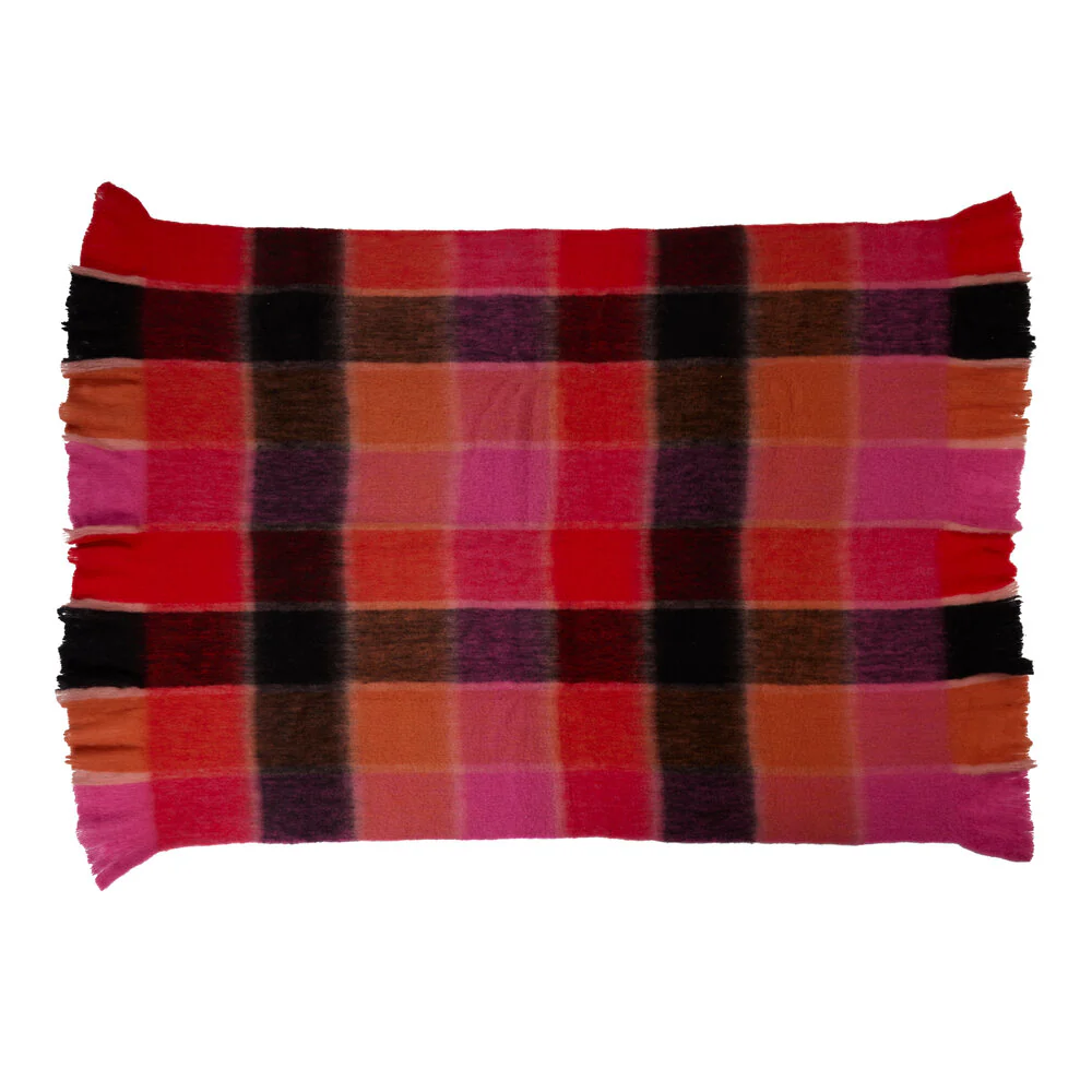 Bahne Interior  Ternet plaid, pink/lilla/orange/sort - 130x170 cm