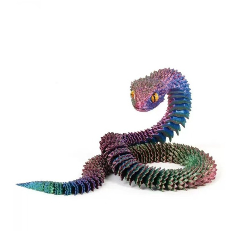 (60cm) Anti Stress 3D Druck Schlange Spielzeug Flexibles Gelenk Tier Modell Fidget Spiel - Violett / Grün / Blau
