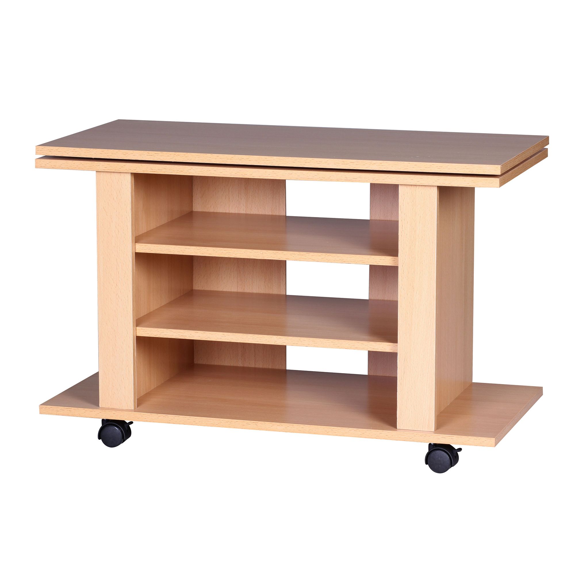 Fernsehschrank Rollbar Drehbar TV Bank Schrank Möbel Fernsehtisch HiFi Rack Holz