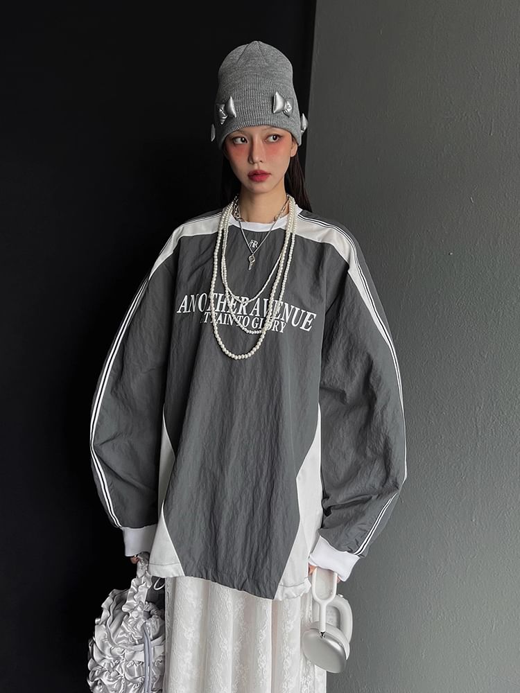 Coris - Spaghettibandjes Scoop Neck Effen Maxi A-lijn Jurk / Ronde Hals Letters Oversized Trui