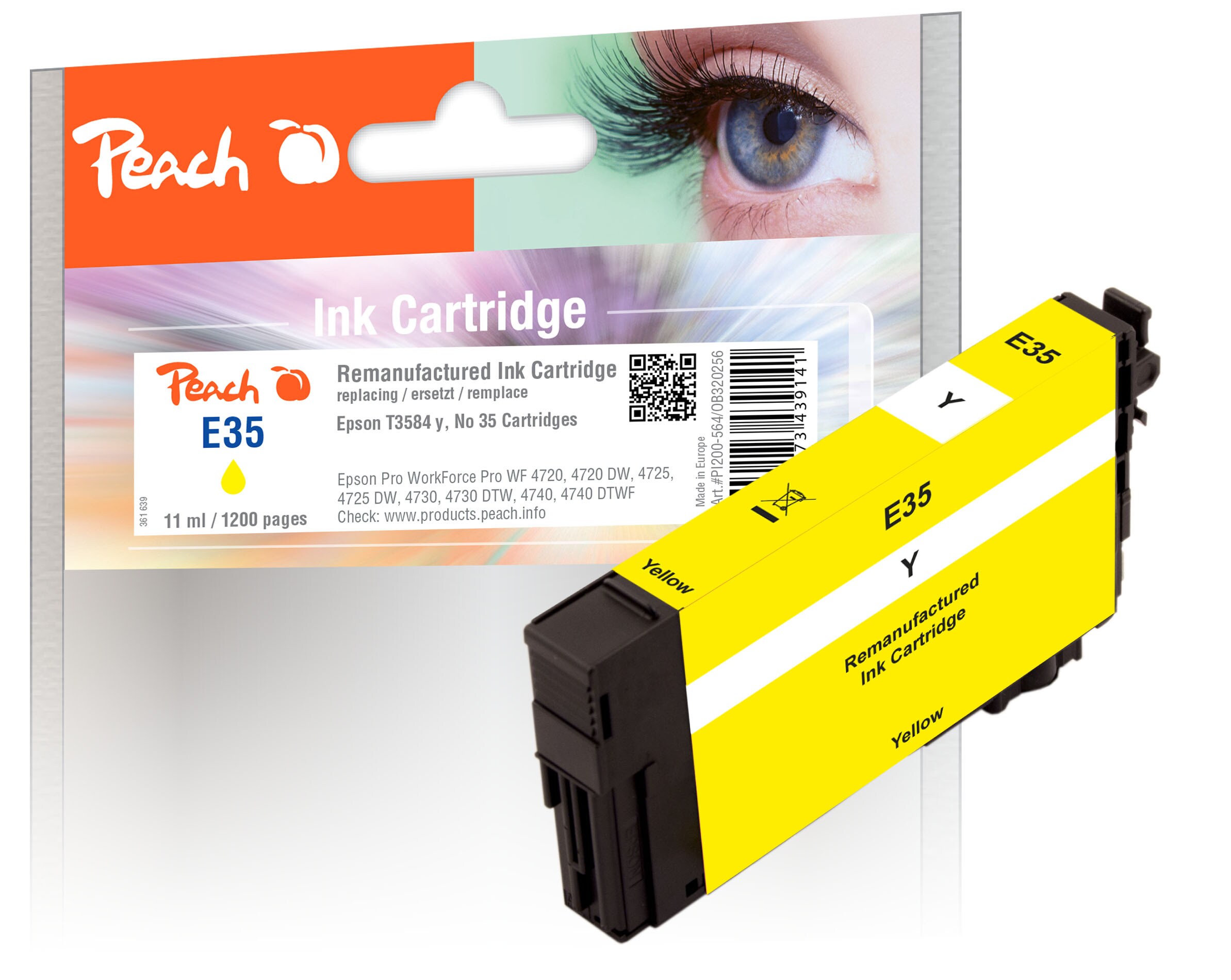 Peach E35Druckerpatrone ye ersetzt Epson T3584, No. 35 y, C13T35844010 für z.B. Epson WorkForce Pro WF -4720 DWF, Epson WorkForce Pro WF -4720 (wiederaufbereitet)