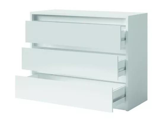 Ensemble chambre VERONA : Lit 180 cm, commode 3 tiroirs, tables de chevet, armoire 4 portes, blanc brillant