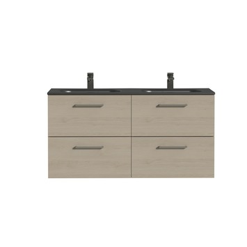Tiger badkamermeubel Studio 120cm naturel eik/matzwart met RVS greep