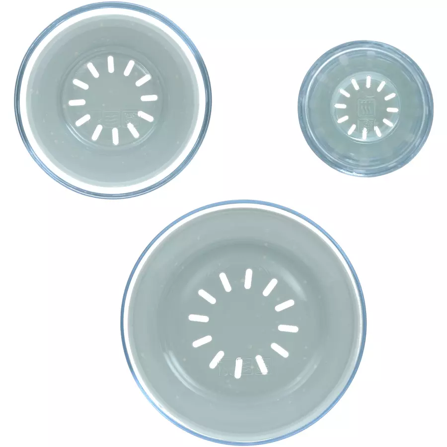 LÄSSIG Esslernset aus Glas und Silikon blue
