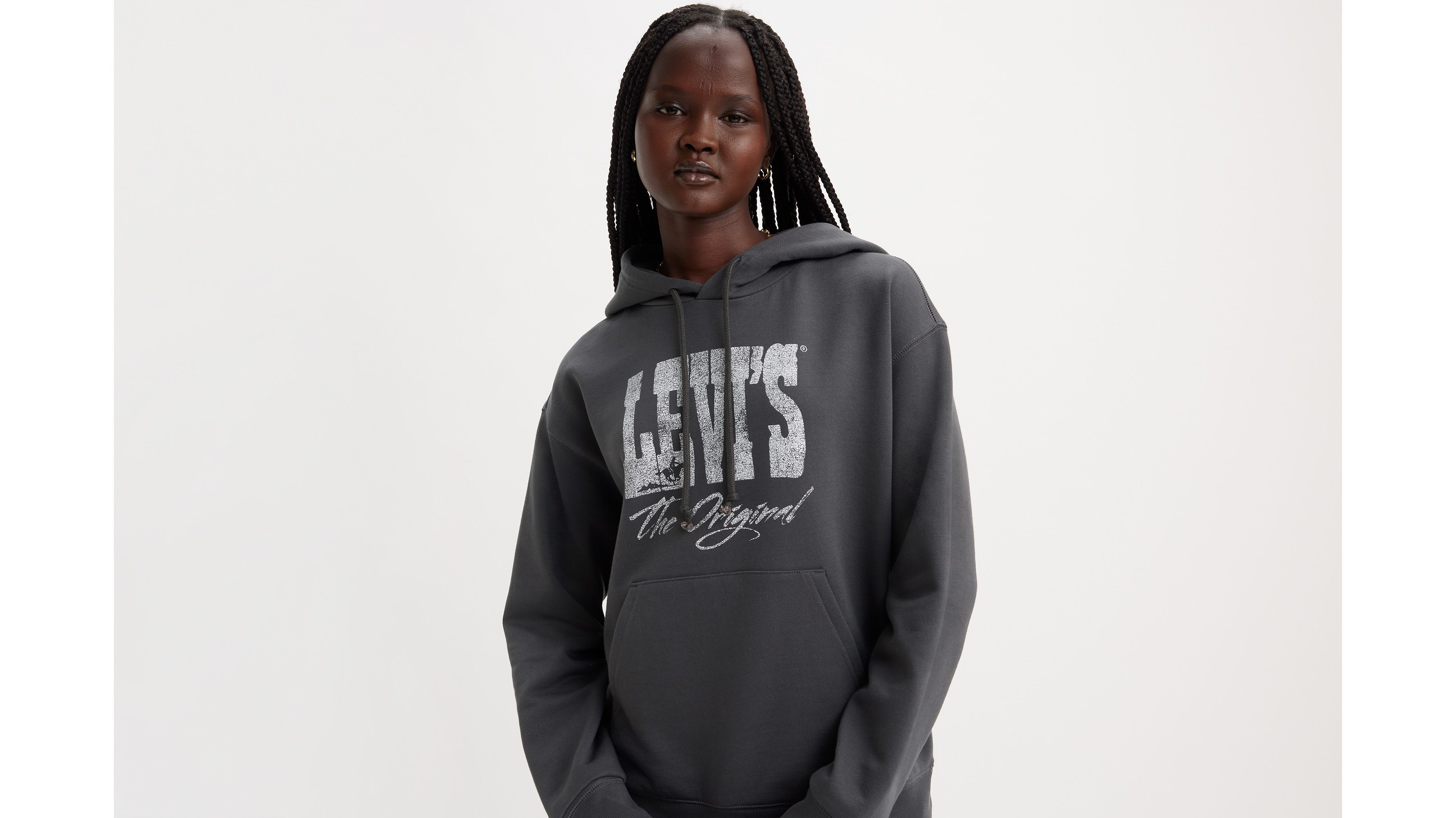 Sweat à capuche graphique signature - Hoodie Original Levi'S Black Oyster - Noir