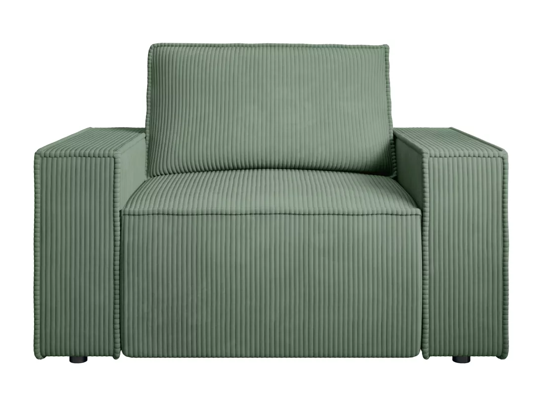 Fauteuil en velours côtelé vert amande AMELIA