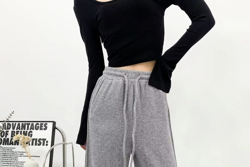 Asiris - Hoge taille, rechte pasvorm, wijde pijpen en split, joggingbroek met trekkoord