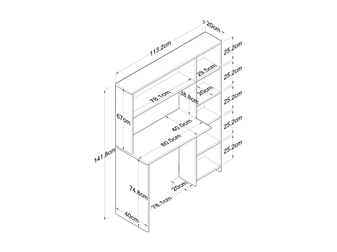 Bureau Callidora, Pupitre polyvalent, Table de bureau pour PC, Plan de travail, 113x40h142 cm, Chêne