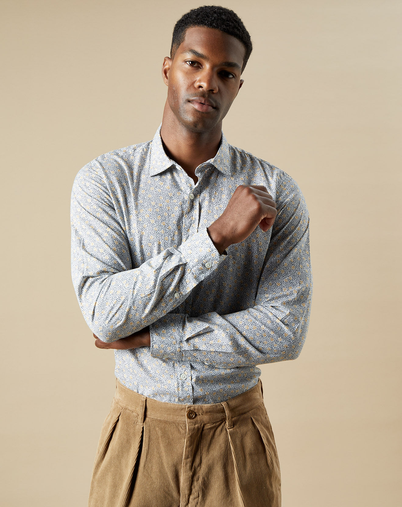 Hartford Chemise slim Sammy imprimée blanc/gold/navy