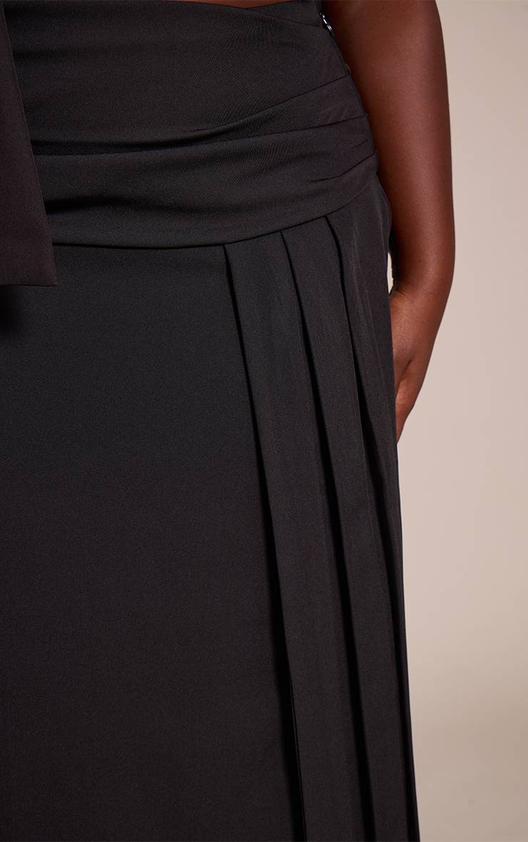 Noir Jupe Longue Co-ord Premium À Queue De Poisson Drapée En Tissu Tissé