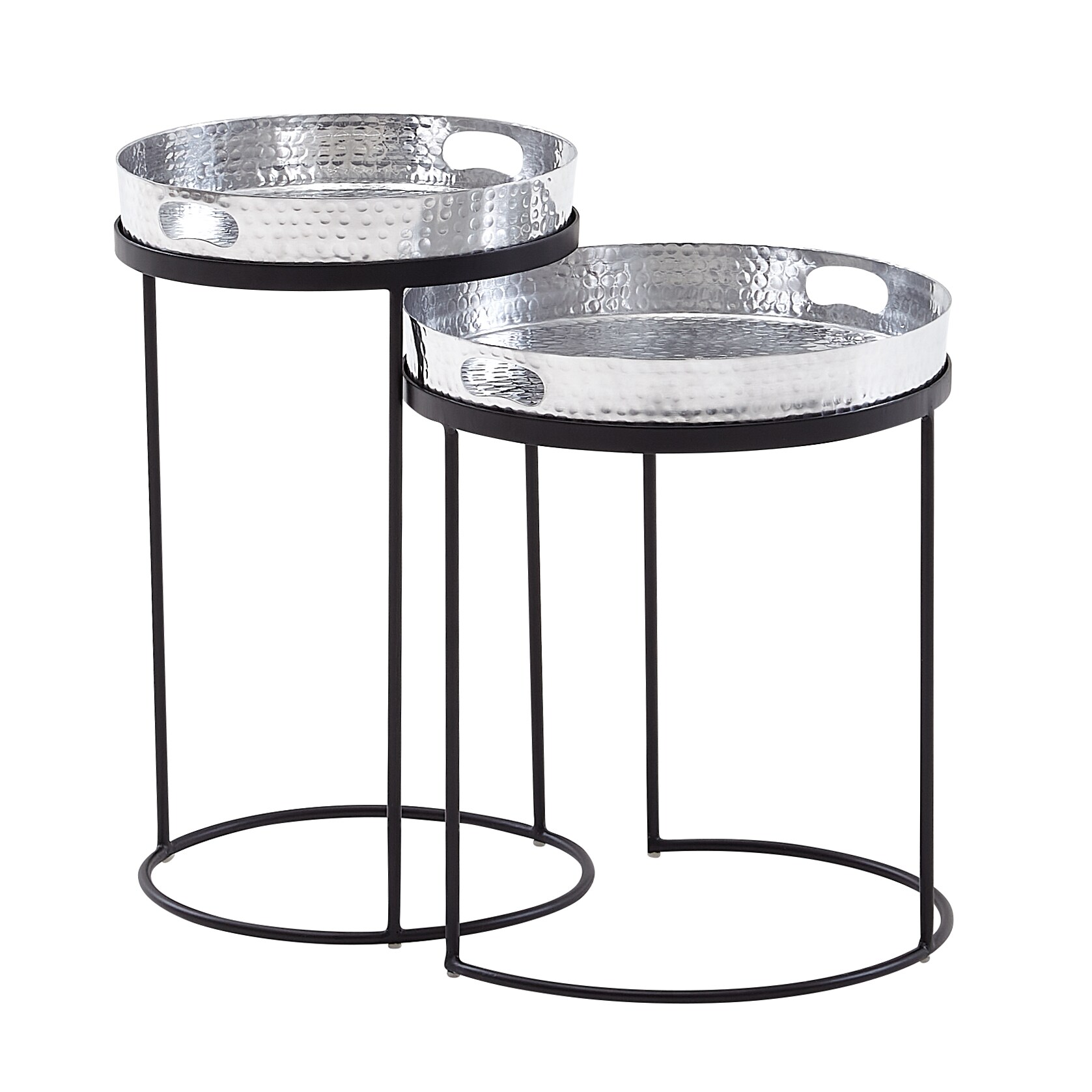 KADIMA DESIGN Beistelltische NERA: Hammerstruktur, Griffmulden, Aluminium & Stahl, abnehmbare Tischplatten.