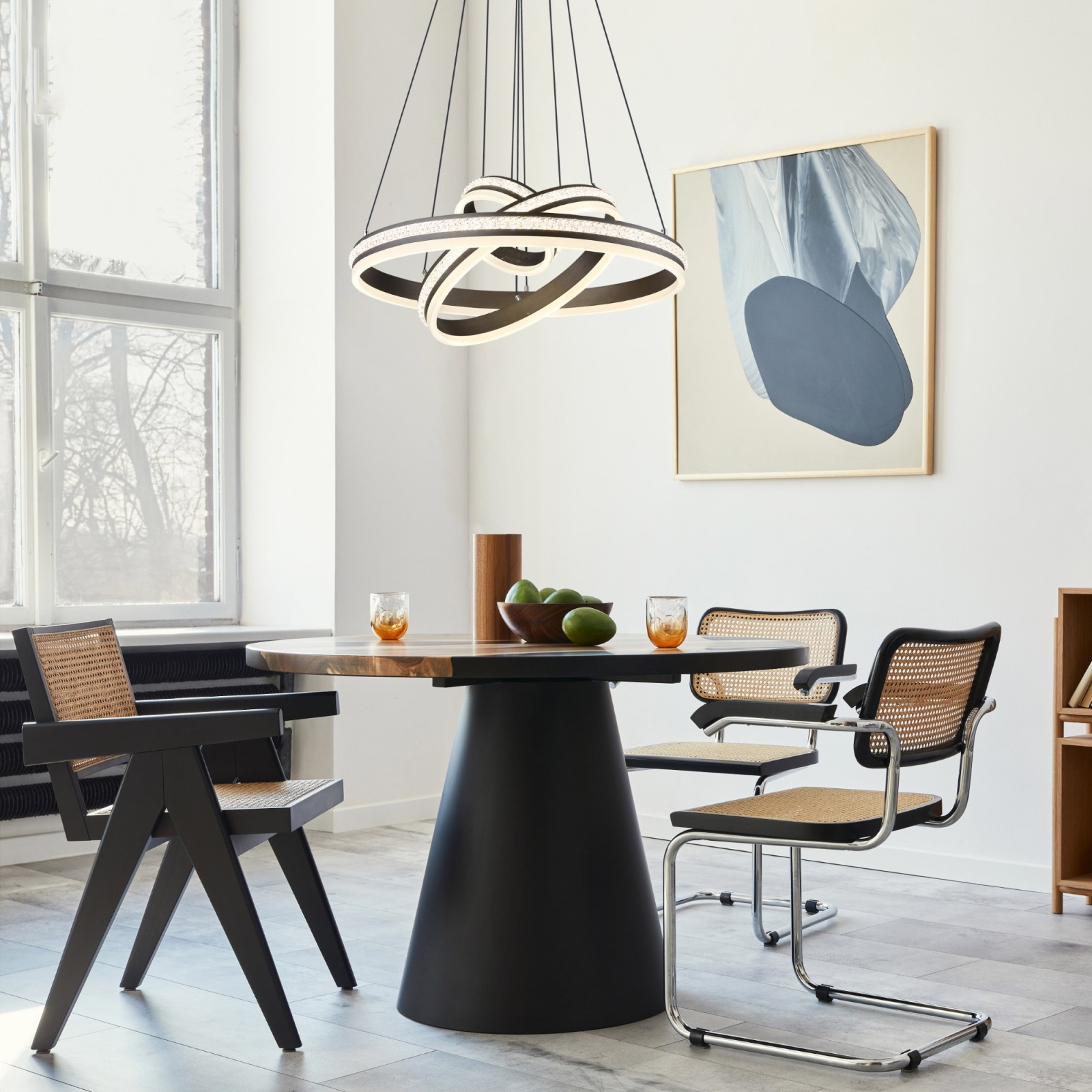LED-Hängeleuchte - titanfarben - Kristalle - Ø 60 cm
