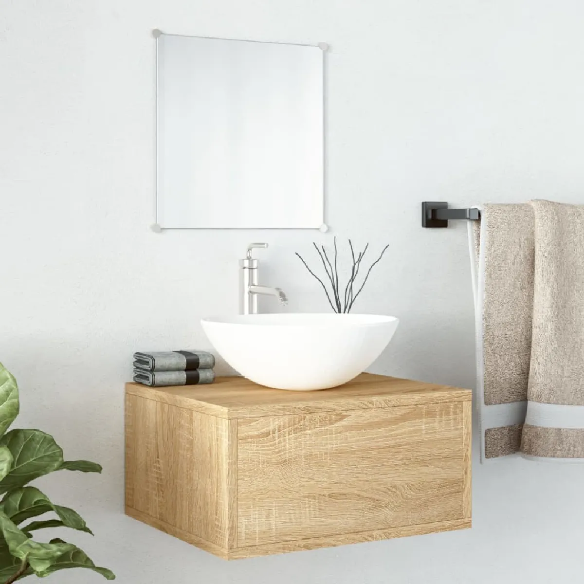 vidaXL Salle de bain 2 pcs chêne bois d'ingénierie