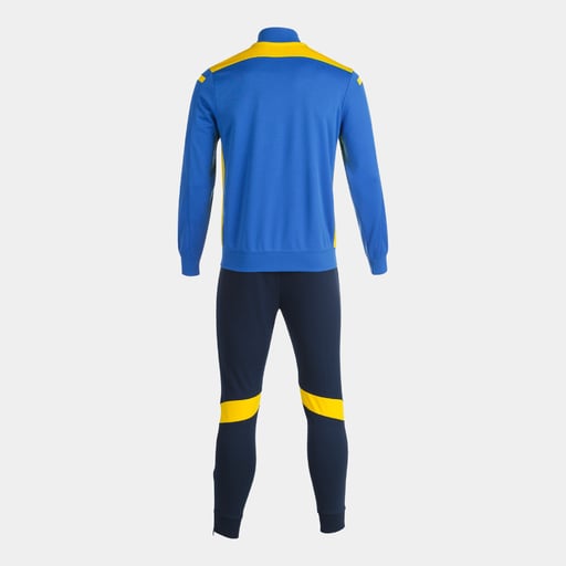 Conjunto de treino Joma Championship VI Royal, azul marinho e amarelo.