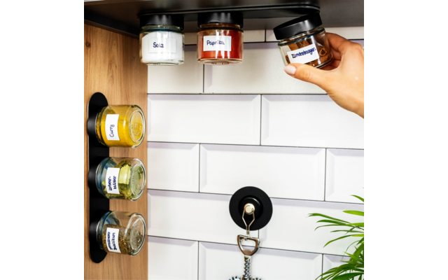 Silwy Magnet-Feinkostgläser BLACK & CLASSY 125 ml inkl. Leiste BLACK