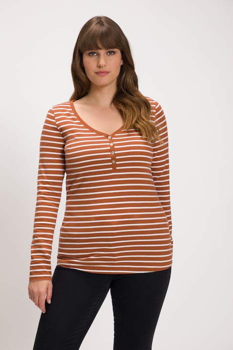 Henley-Shirt,  Slim Fit, V-Ausschnitt, Langarm