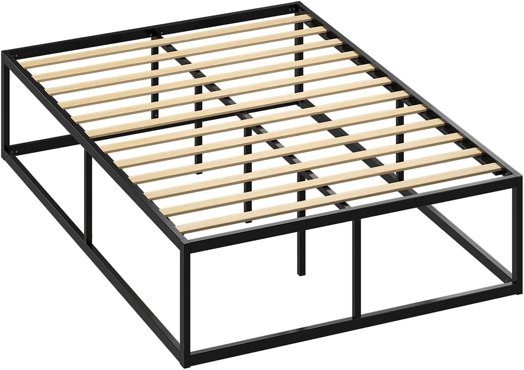 skølm Bragi Metallbett 140x200 cm – Bett aus Metall mit Lattenrost – stabiles Metall Bettgestell Schwarz – Bettrahmen geeignet als Doppelbett – Doppelbettgestell 45 cm hoch – Gästebett mit Stauraum