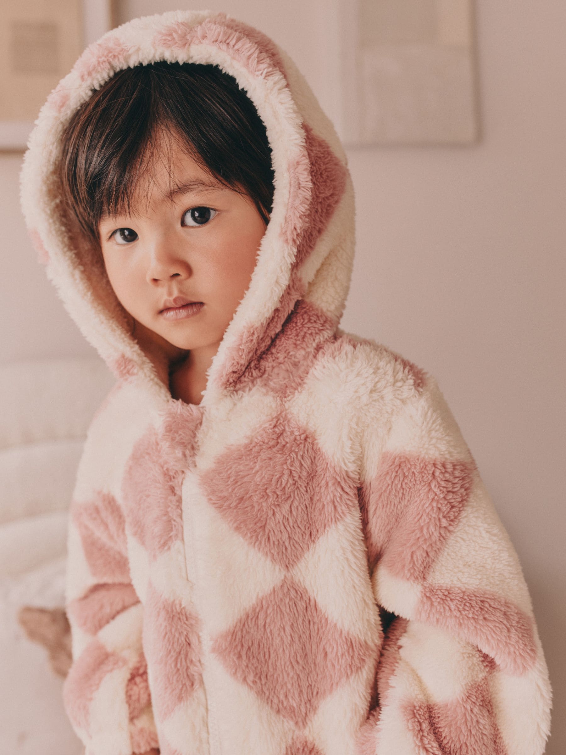 Pink/Cream Harlequin - Fleece All-In-One (1,5 - 16 jr)