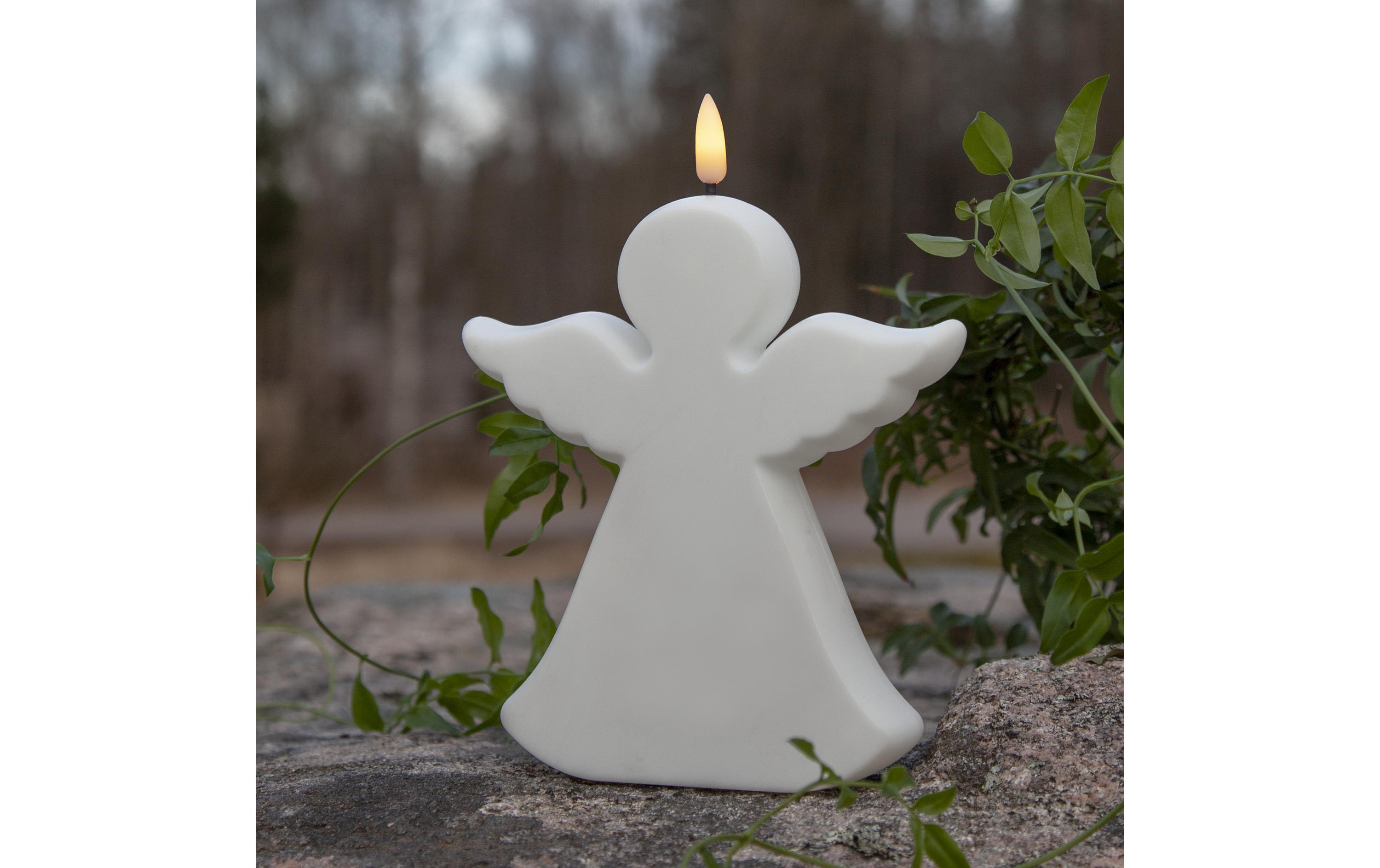LED Grabkerze Flamme Angel, WeissKünstliche Kerze mit beweglicher Flamme