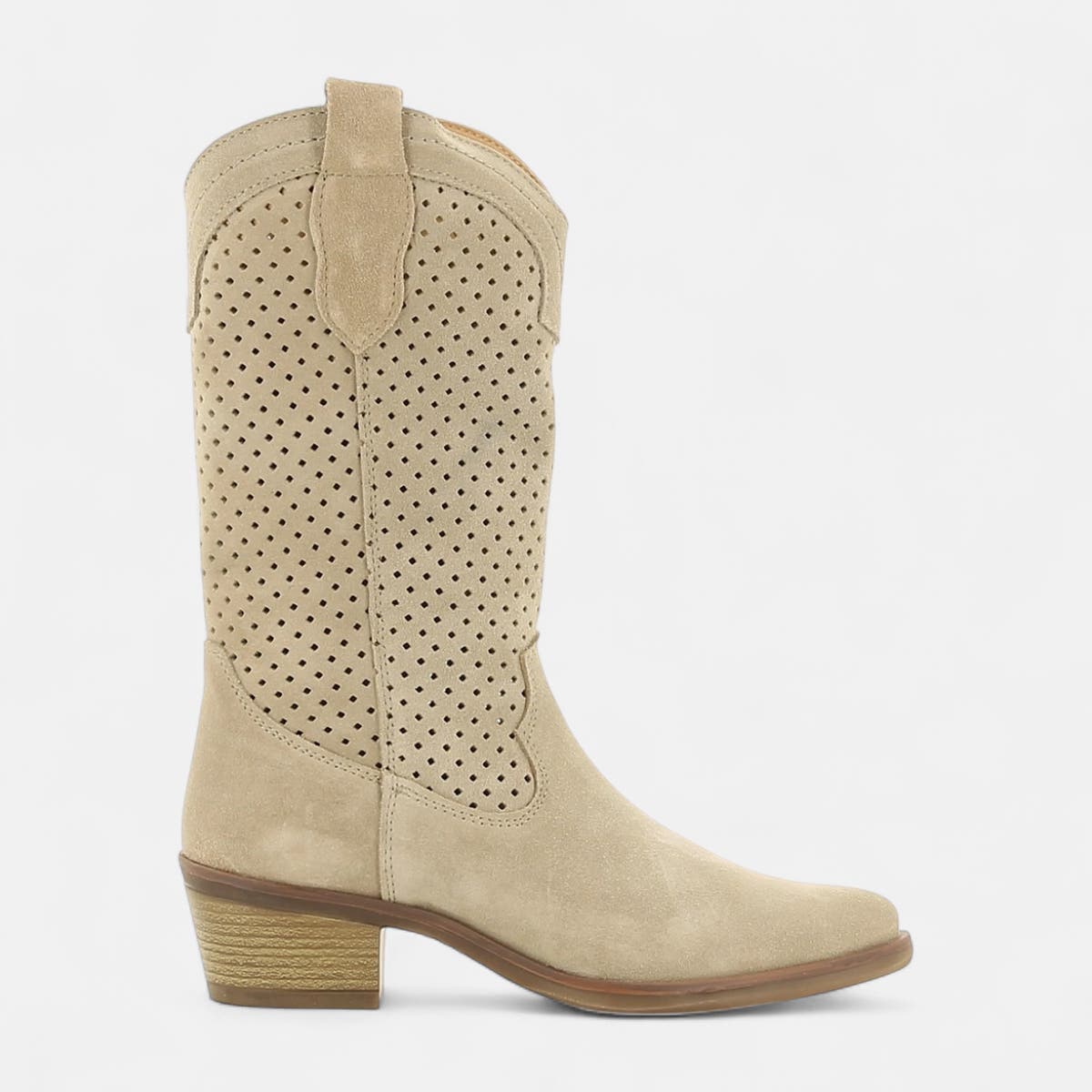 Bottes à talon Femme en cuir taupe