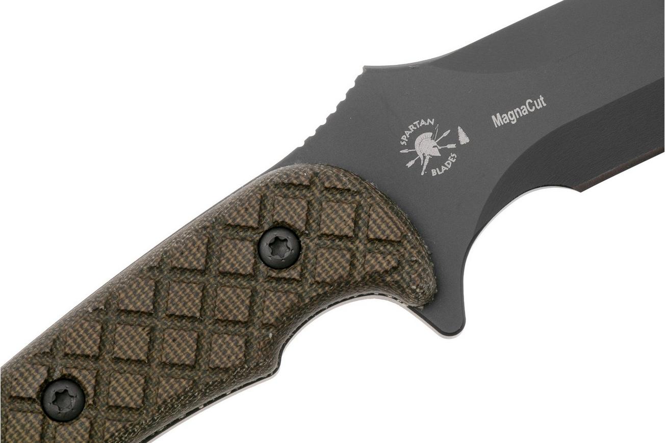 Spartan Blades Ares SB1BKGRKYBK Black, Green Micarta, survivalmes, kydex schede
