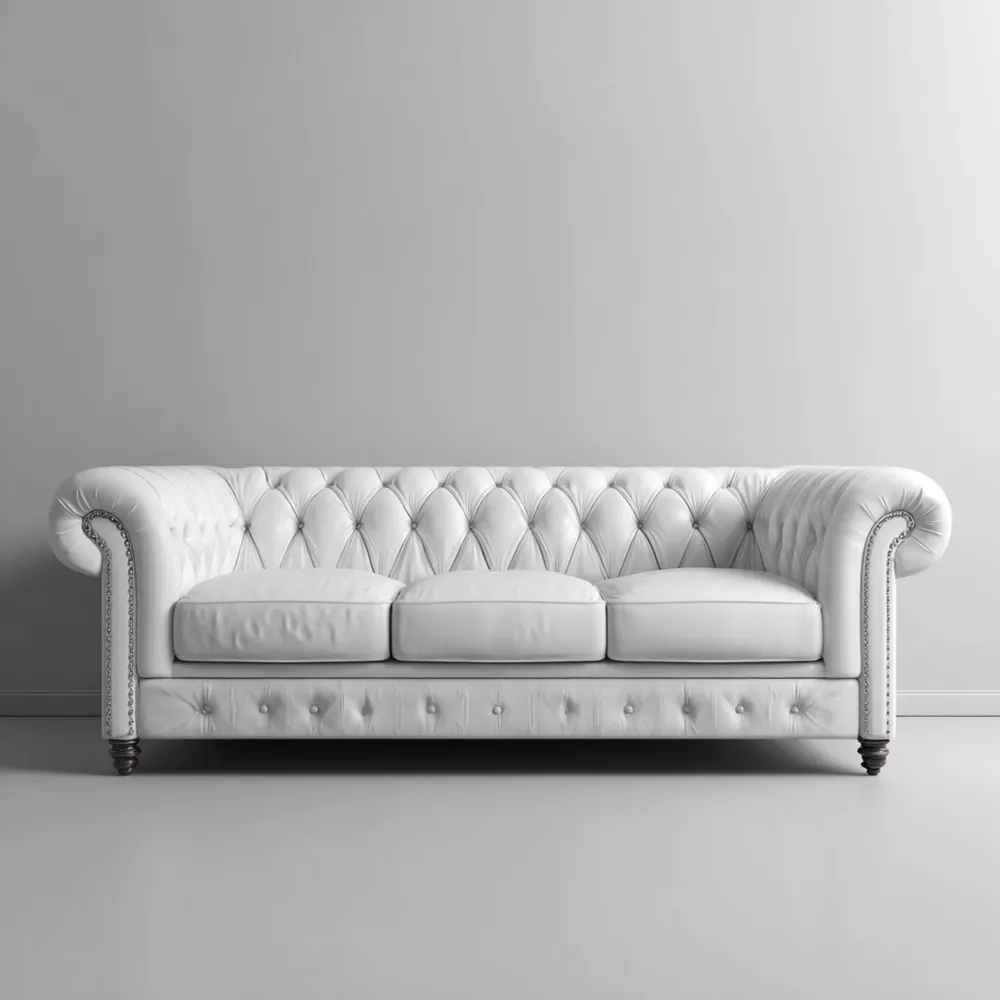 3-Sitzer-Sofa Leder 220x85x75 cm – Weiß – Klassisches Design