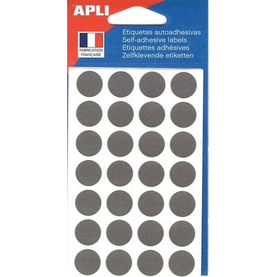 Apli Agipa - 168 Pastilles adhésives - gris - diamètre 15 mm - réf 102221