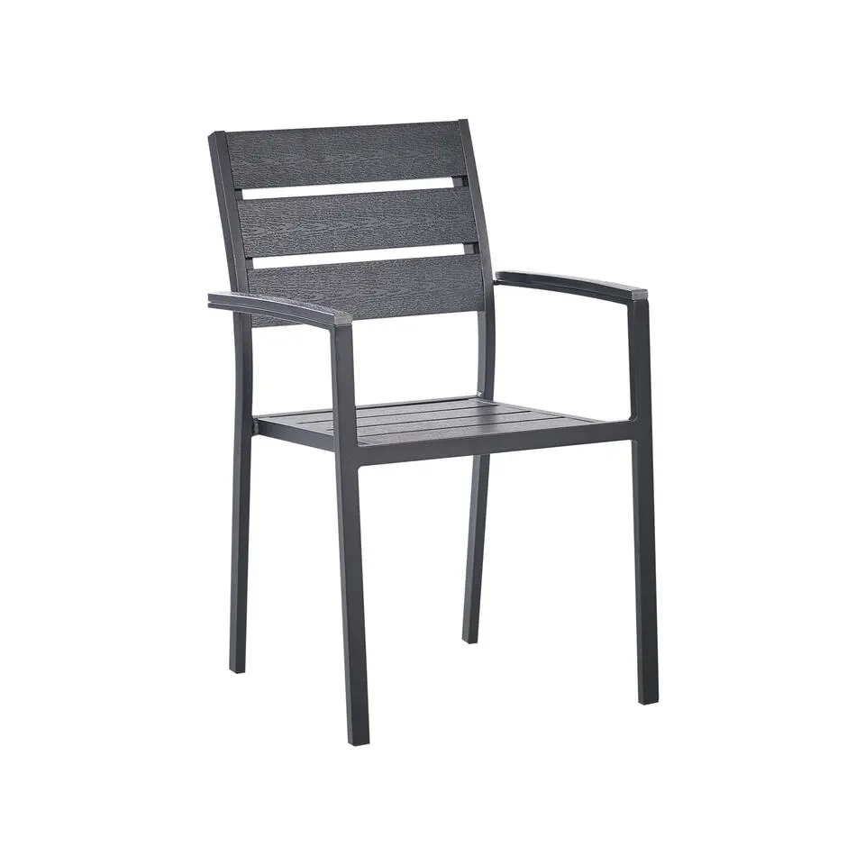 VERNIO - Tuinset voor 6 - Zwart - Kunsthout/Aluminium