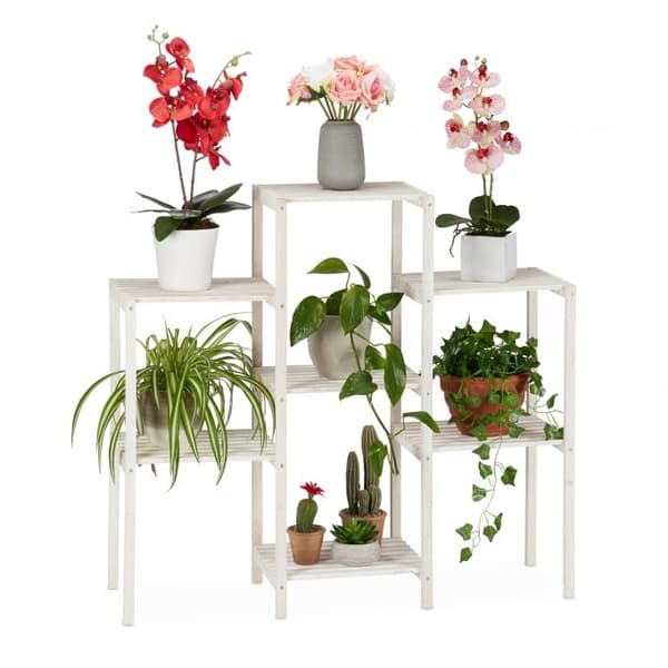 Blomsterstativ hvit tre