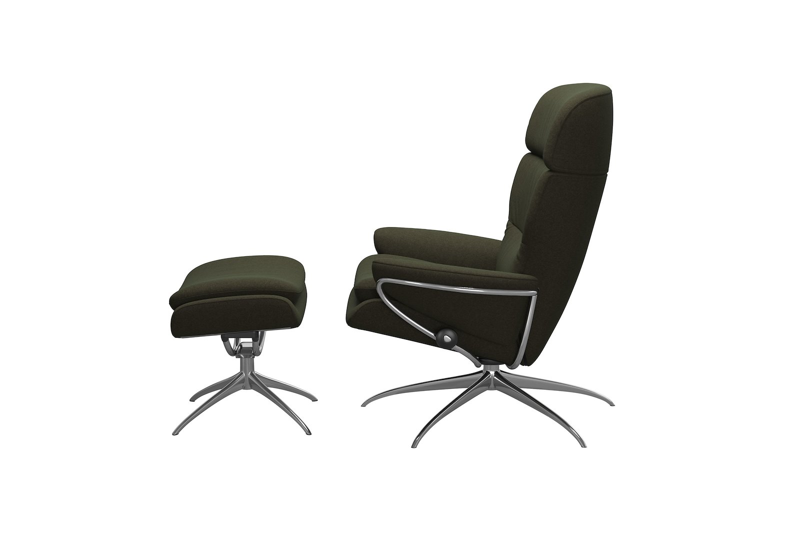 Rome lenestol m/krakk Tekstil Calido Green - Star - Chrome