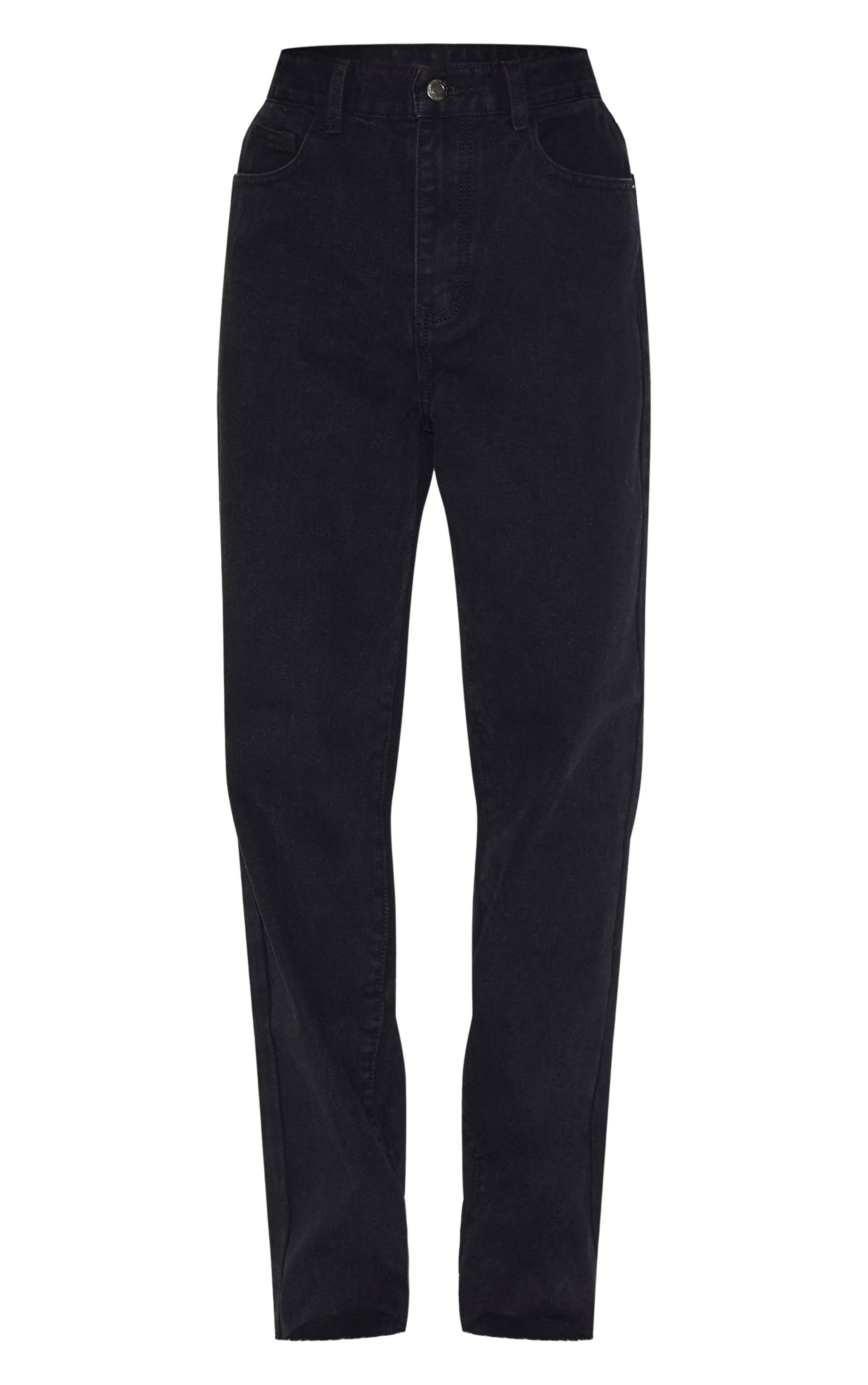 Noir Délavé Prettylittlething Petite Jean Droit Noir Jambe Longue