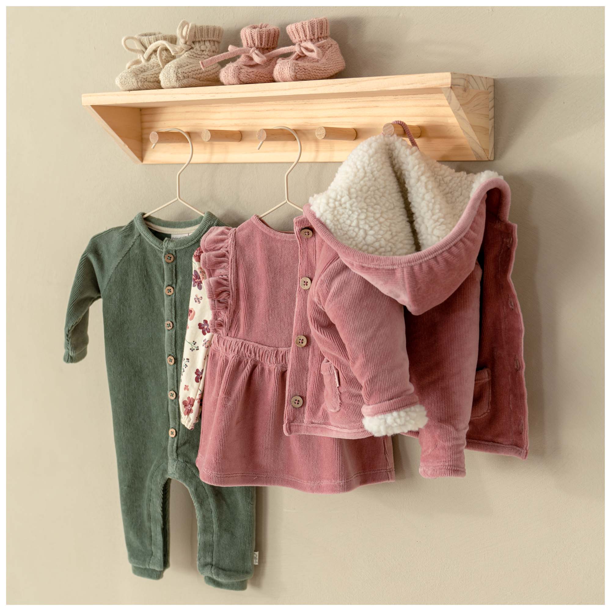Prénatal newborn boxpakje rib velours lange mouwen effen groen