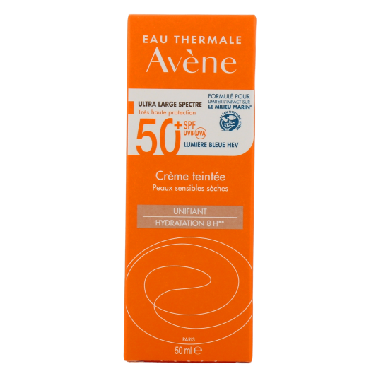 Crème solaire teintée SPF50+ Avène - Peau sèche et sensible