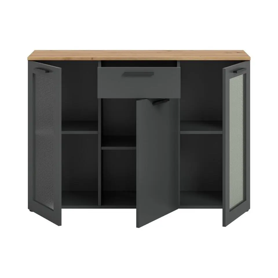 Hioshop Niklas dressoir 3 deuren- 1 lade grijs