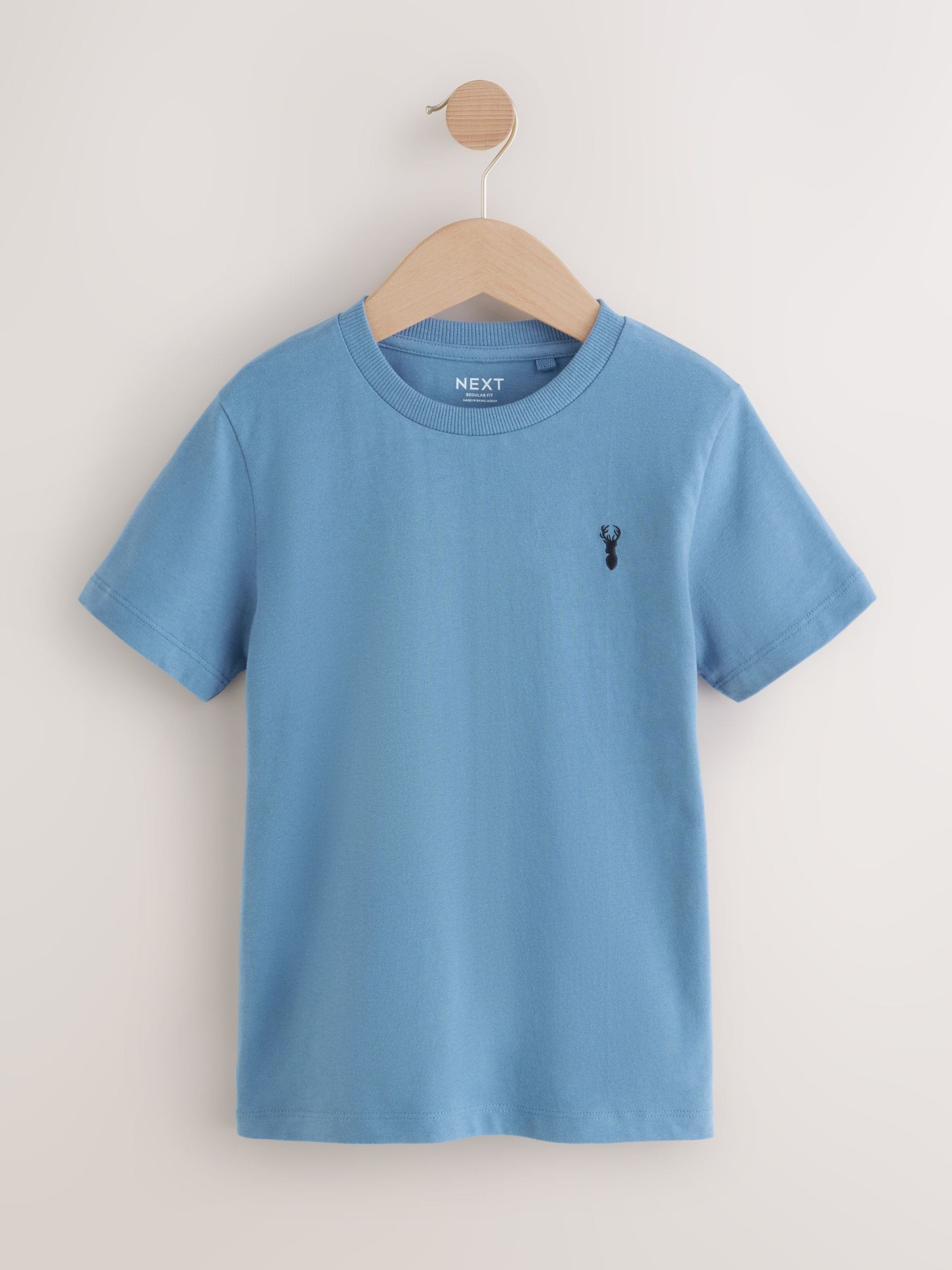 Mineraalgroen/blauw - T-shirts met korte mouwen en geborduurd rendier, verpakking van 4 (3-16jr)