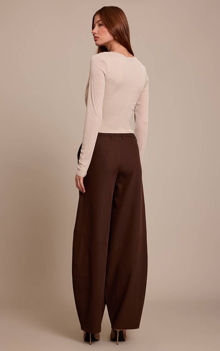 Chocolat Pantalon Ballon Tissé À Détails De Coutures