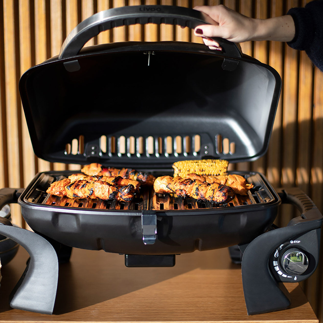 Livoo Barbecue à gaz portable noir - 71x49x34.5 cm