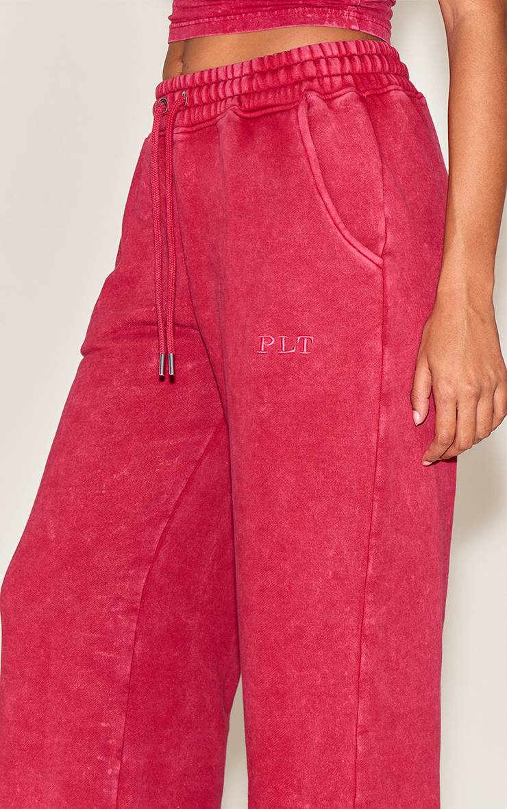 Rouge Joggers Larges Délavés