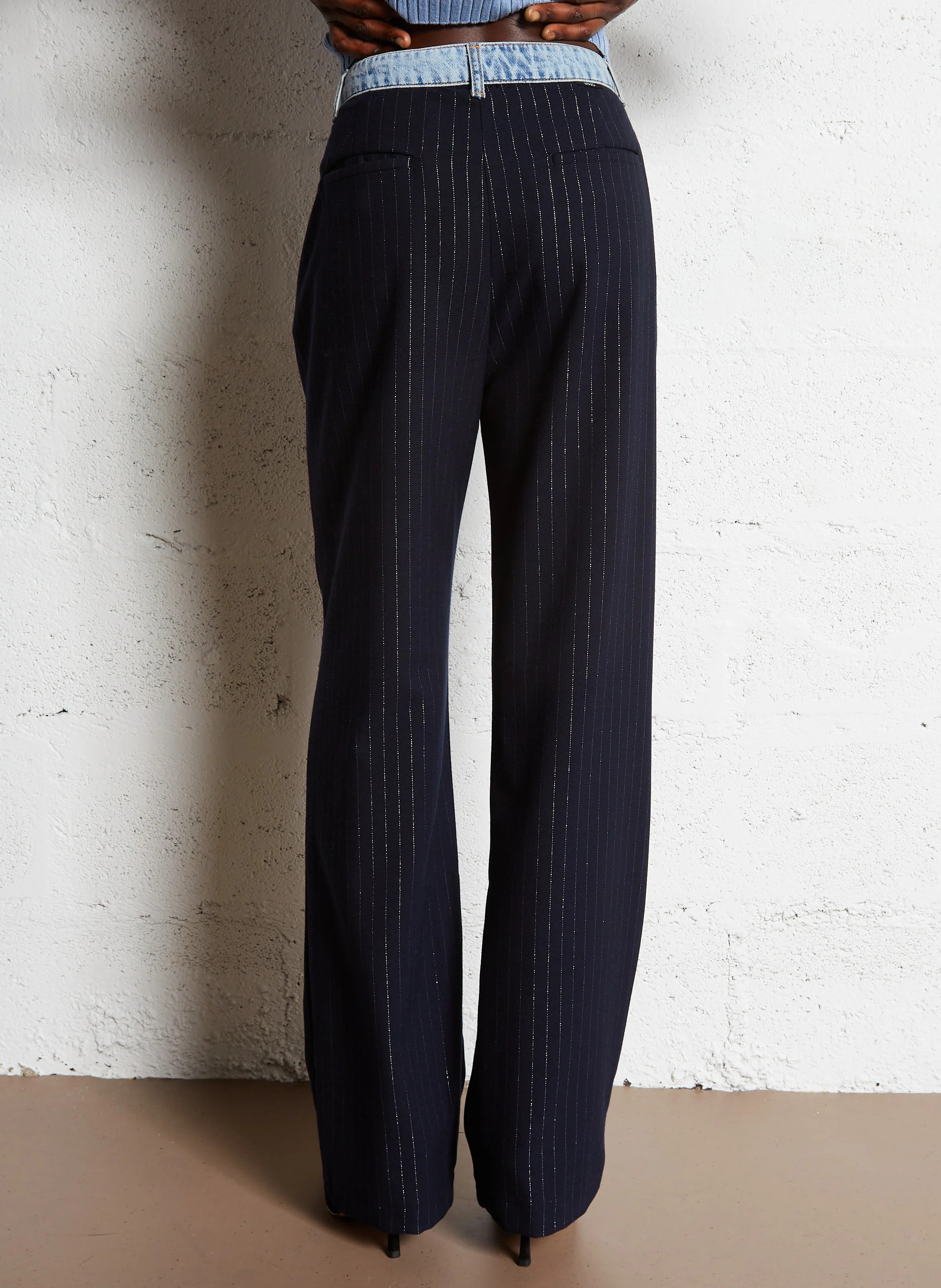 Pantalon droit rayé | Bleu