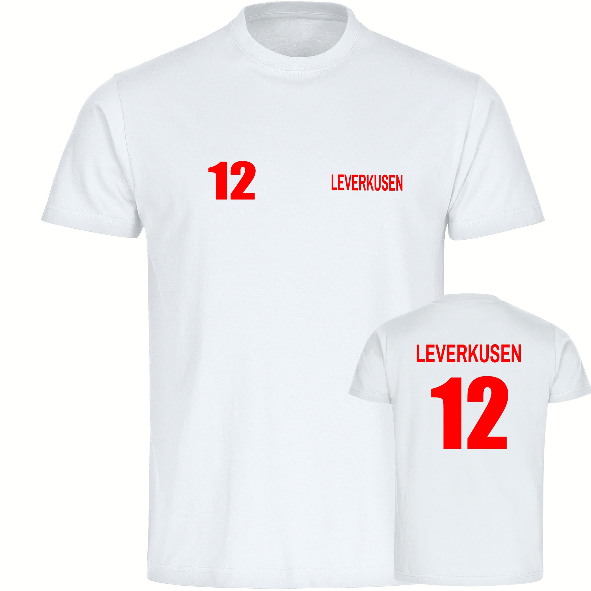 multifanshop® Herren T-Shirt - Leverkusen - Trikot 12 - Druck rot