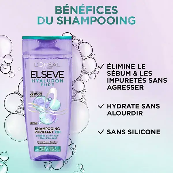 Shampoo Purificante L'Oréal Paris Elseve Hyaluron Pure 72H 300ml