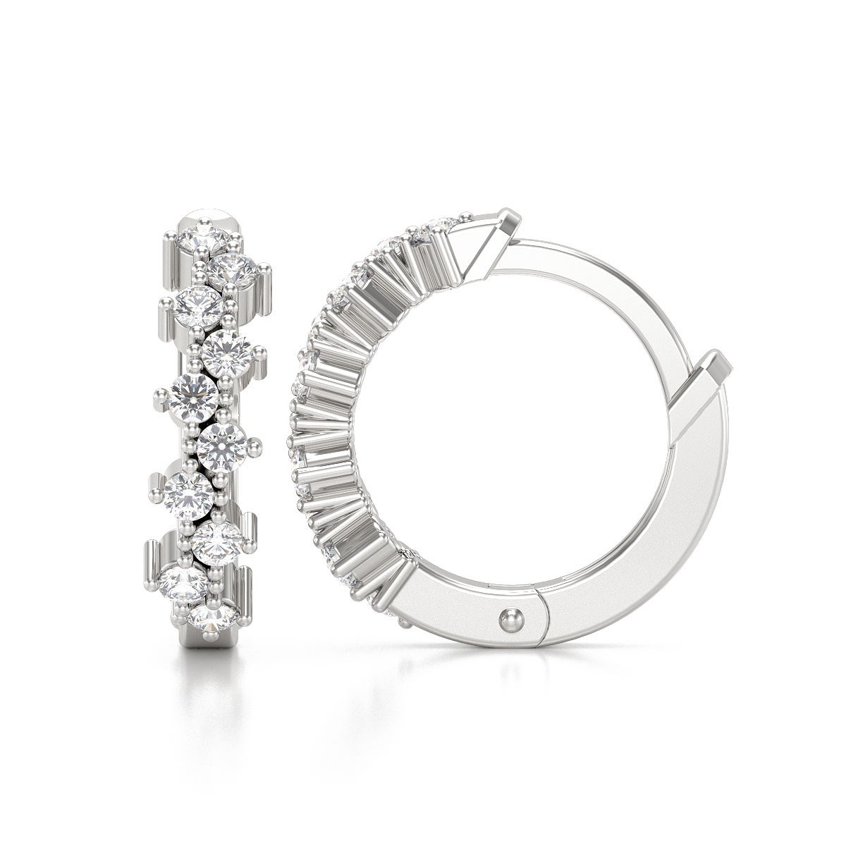 Boucles d'oreilles ADEN Créoles Or 585 Blanc Diamant 1.602grs