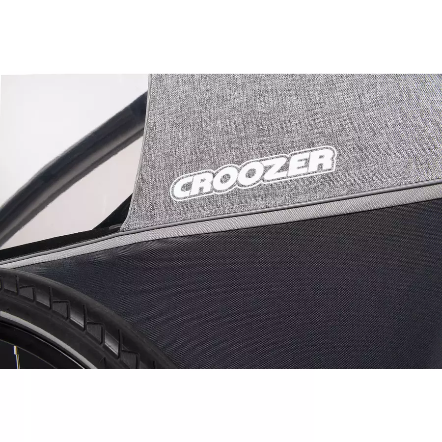 CROOZER Kinderfahrradanhänger Kid Keeke 1 Stone Grey inklusive Fußraumschutzwanne