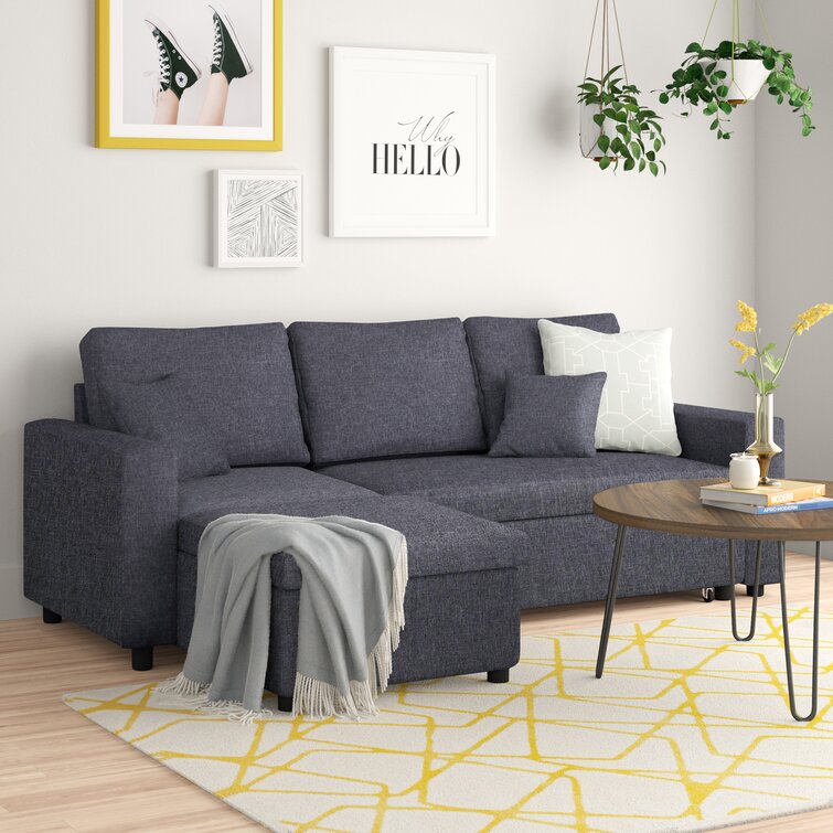 Vernita 87&prime;&prime; Wide Linen Reversible Sleeper Sofa & Chaise
